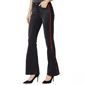 New! Skinnygirl High-Rise Power Moves Side Zipper Bootcut & Flare Black Jeans